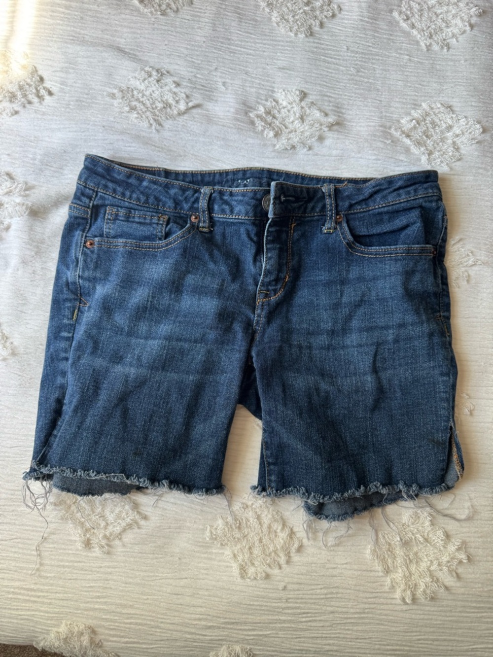 Aeropostale Dark Blue Denim Cutoff Shorts with Turquoise Stitching